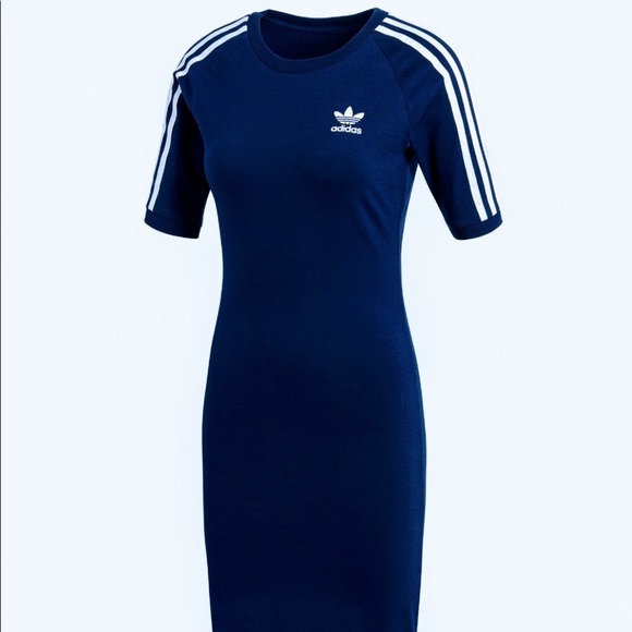 adidas 3 stripe dress navy
